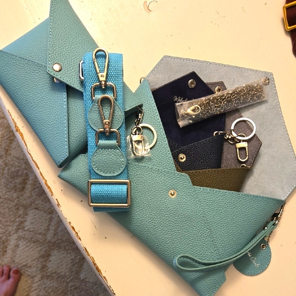 DUYP Trio Envelope Clutch Set With Extras Tiffany Blue